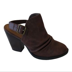 Soda Leather Slip on Mule Platform Heels